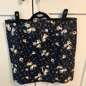 LOFT Navy Floral Mini Skirt